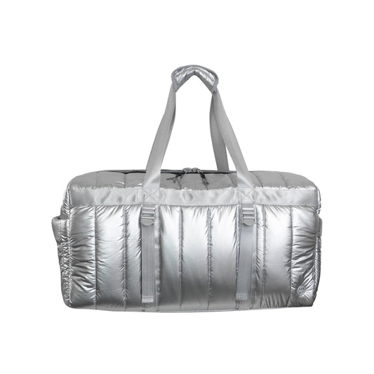 Joan & David 22" Metallic Puffer Tubular Quilted Nylon Travel Weekender Duffle