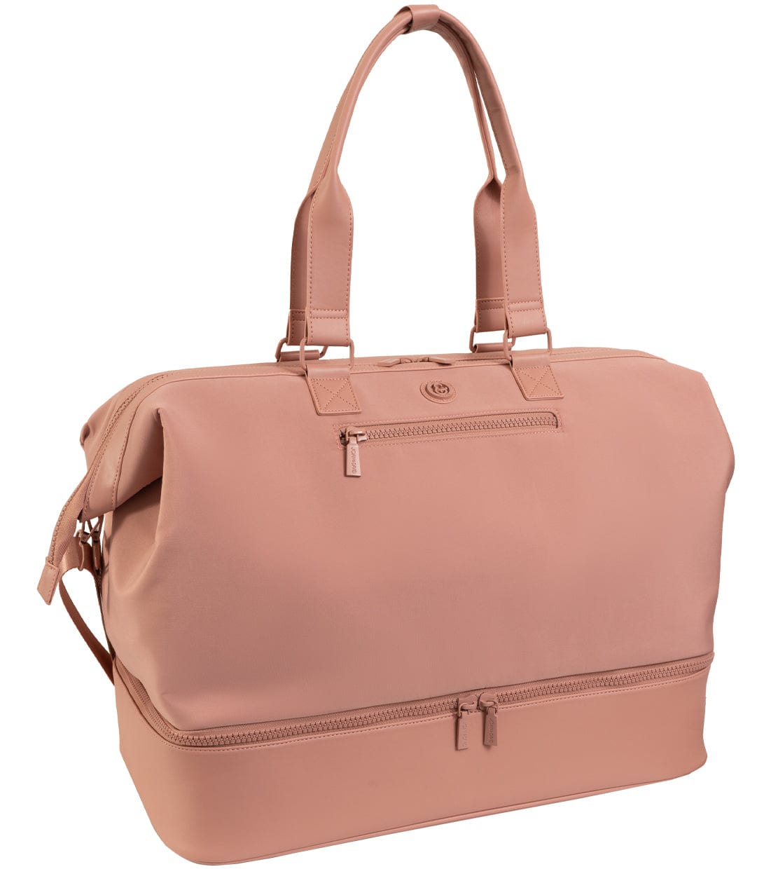 Joan & David Sport Nylon & Faux Leather Drop Bottom Duffel Bag