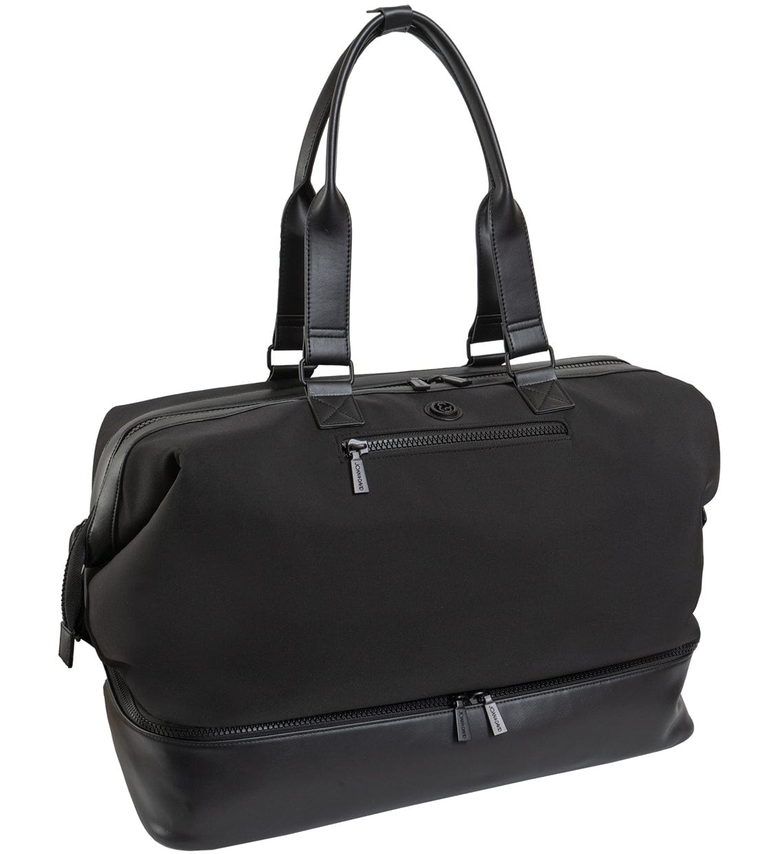 Joan & David Sport Nylon & Faux Leather Drop Bottom Duffel Bag