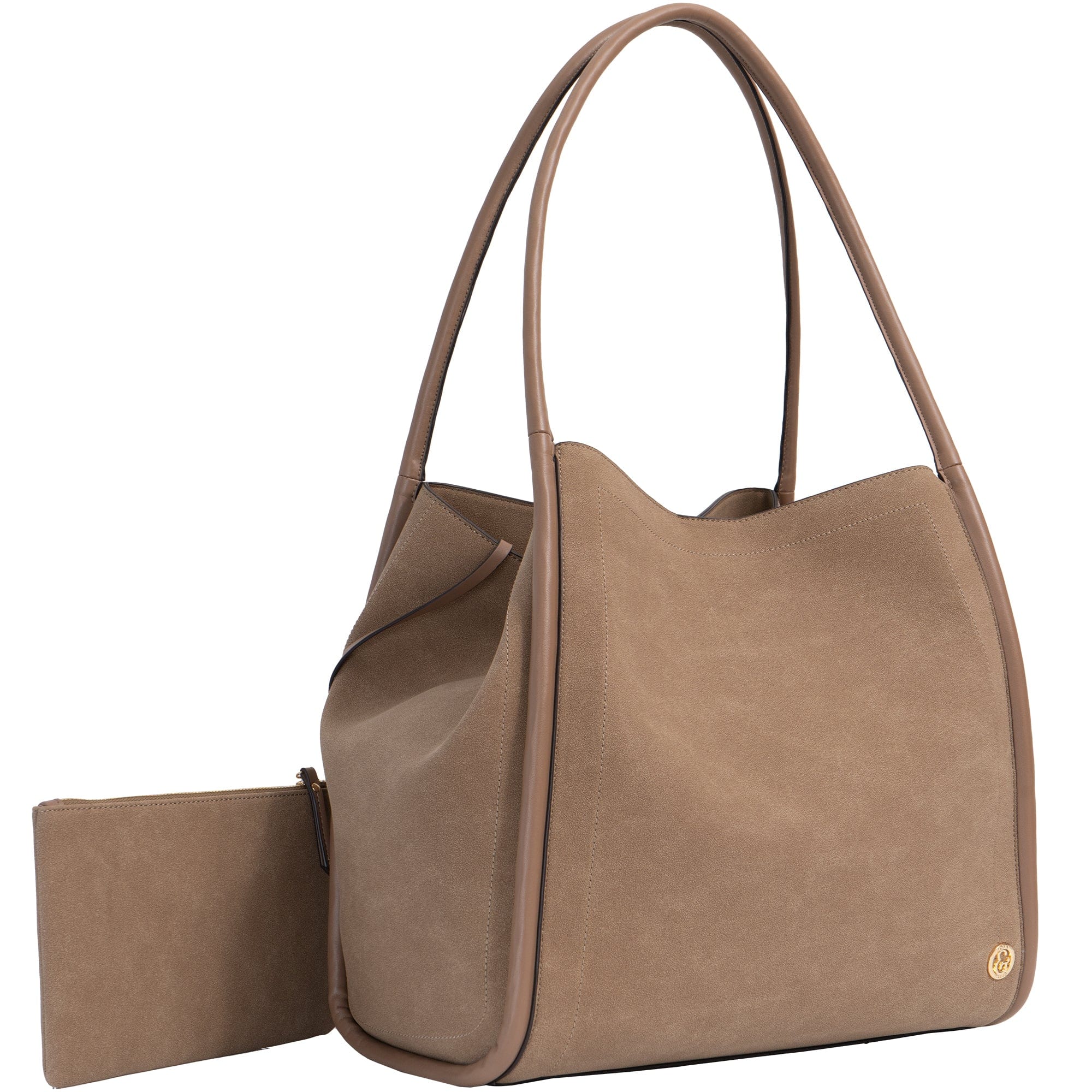 Joan & David Double Handle Faux Suede Tote - Thumbnail 5