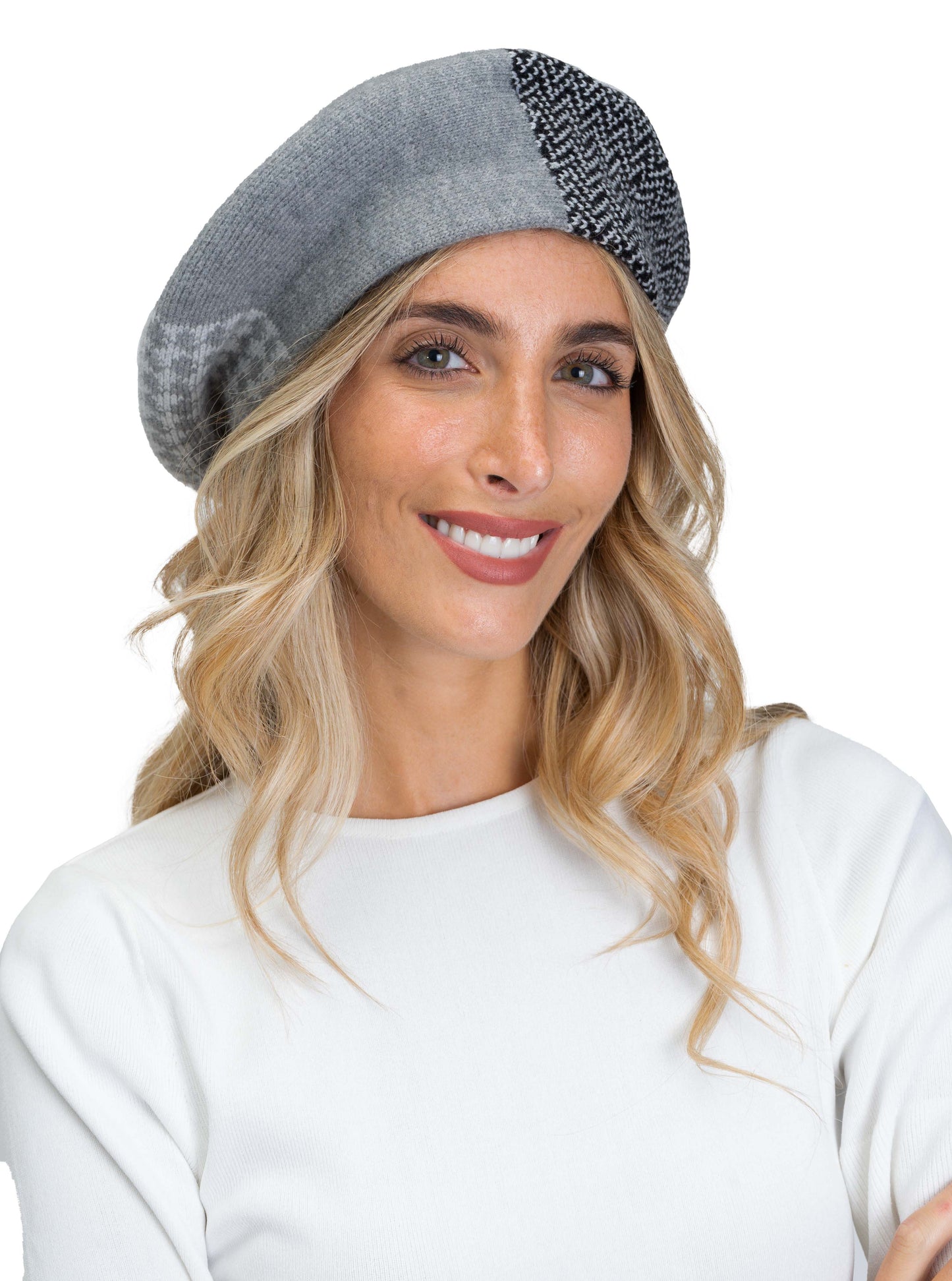 Jones New York Colorblock Houndstooth Beret