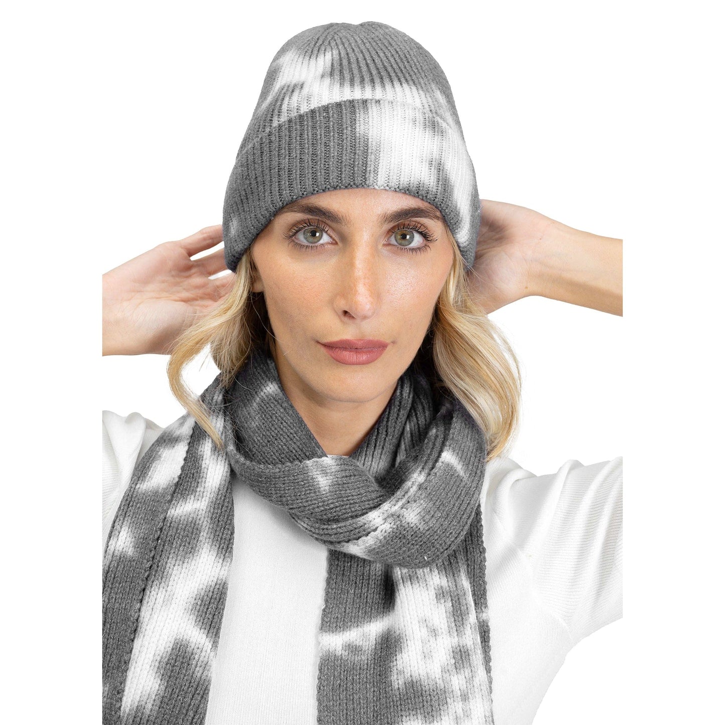 Just Jamie 2-Piece Ribbed Tie-Dye Hat and Scarf Set