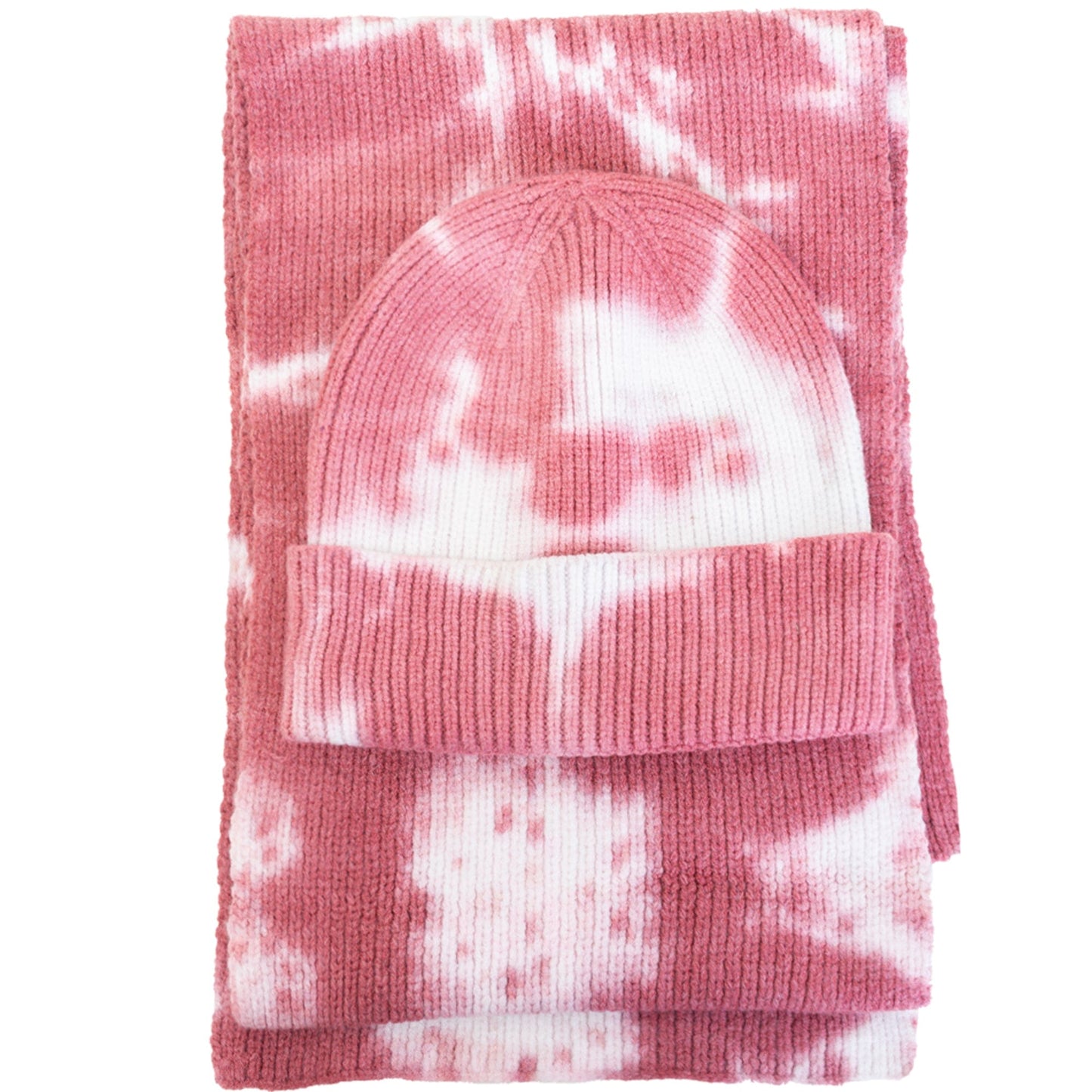 Just Jamie 2-Piece Ribbed Tie-Dye Hat and Scarf Set