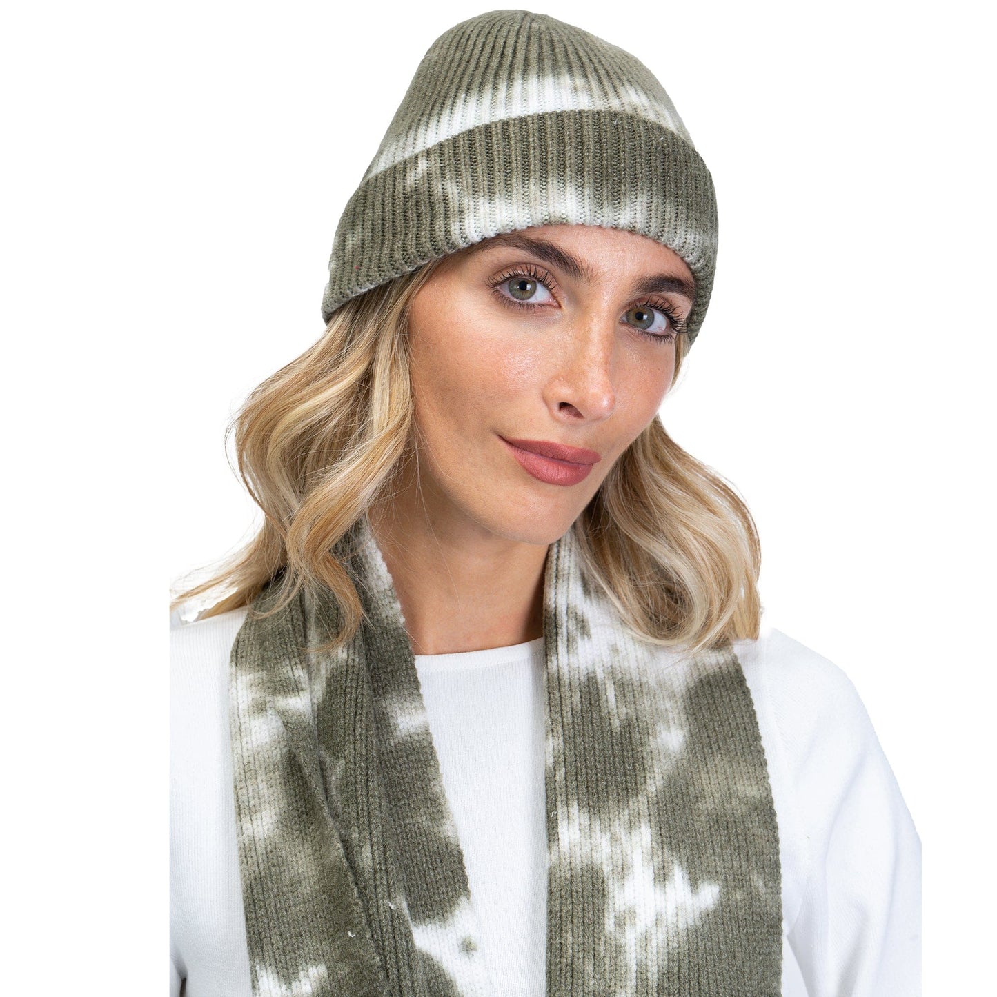 Just Jamie 2-Piece Ribbed Tie-Dye Hat and Scarf Set