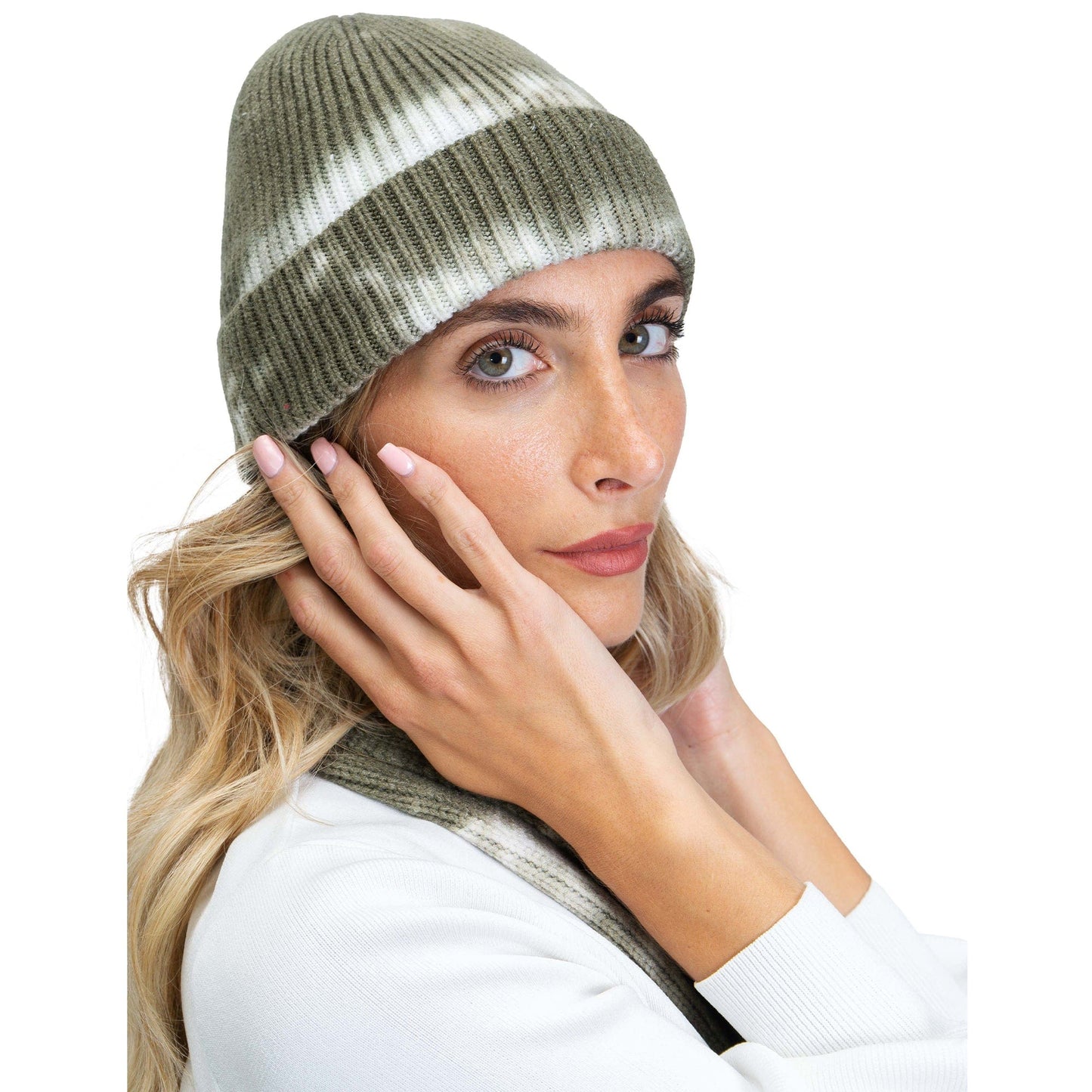 Just Jamie 2-Piece Ribbed Tie-Dye Hat and Scarf Set