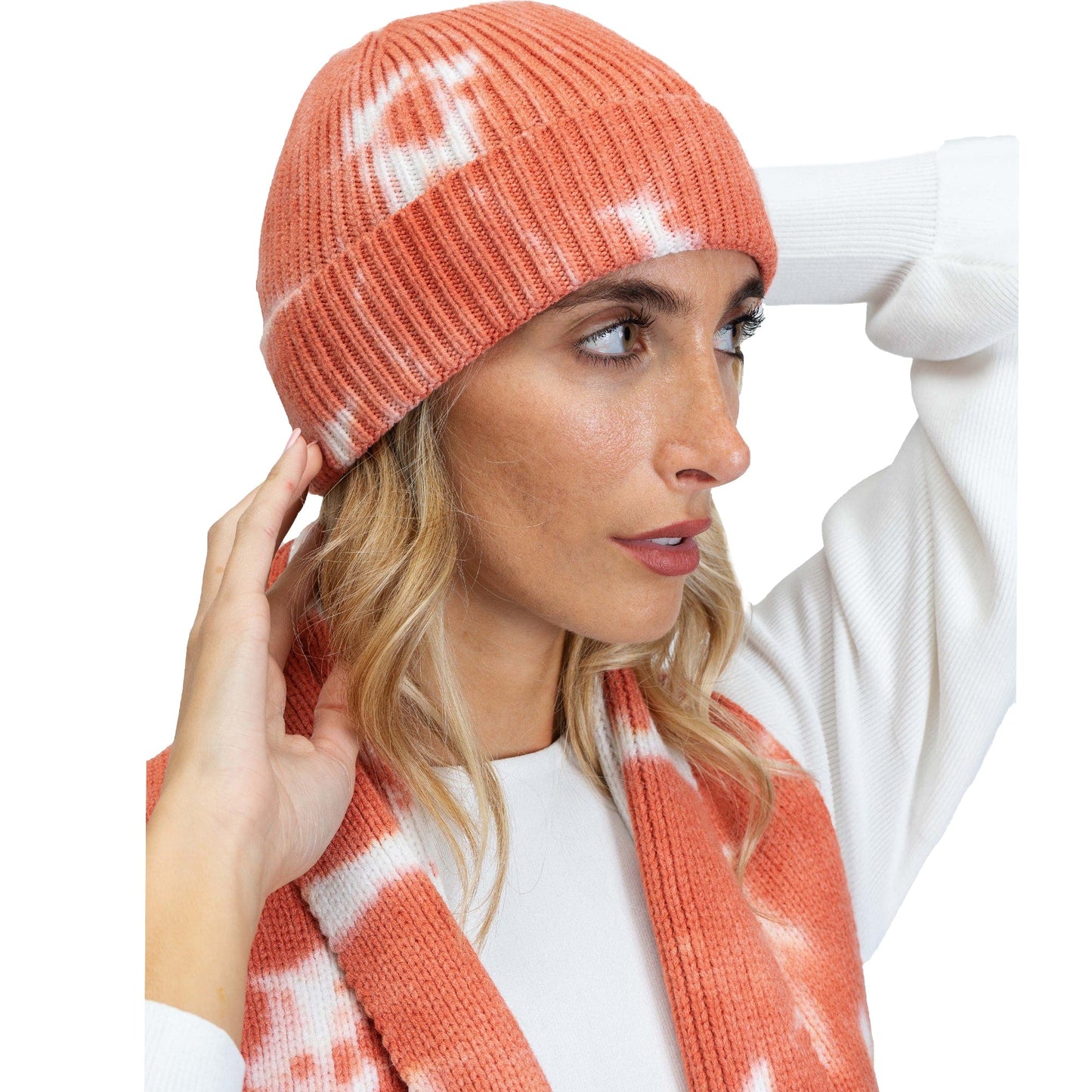 Just Jamie 2-Piece Ribbed Tie-Dye Hat and Scarf Set