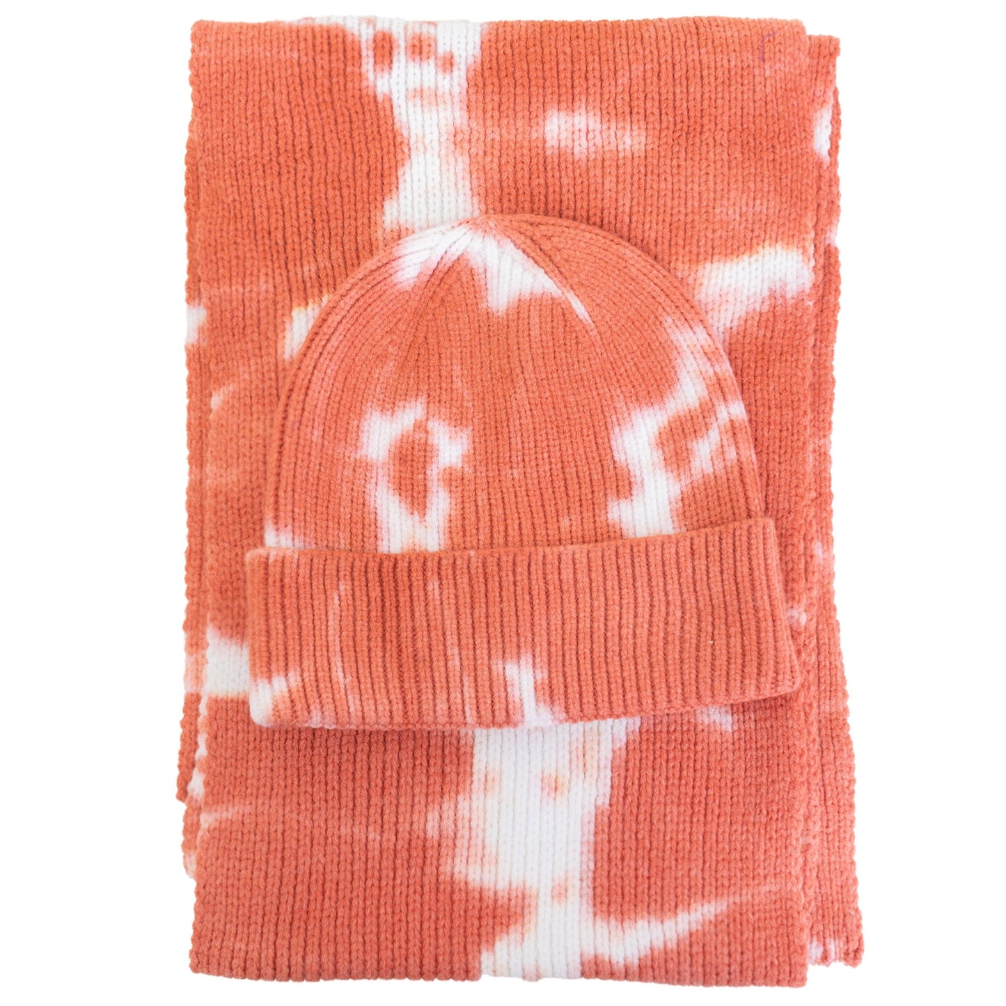 Just Jamie 2-Piece Ribbed Tie-Dye Hat and Scarf Set