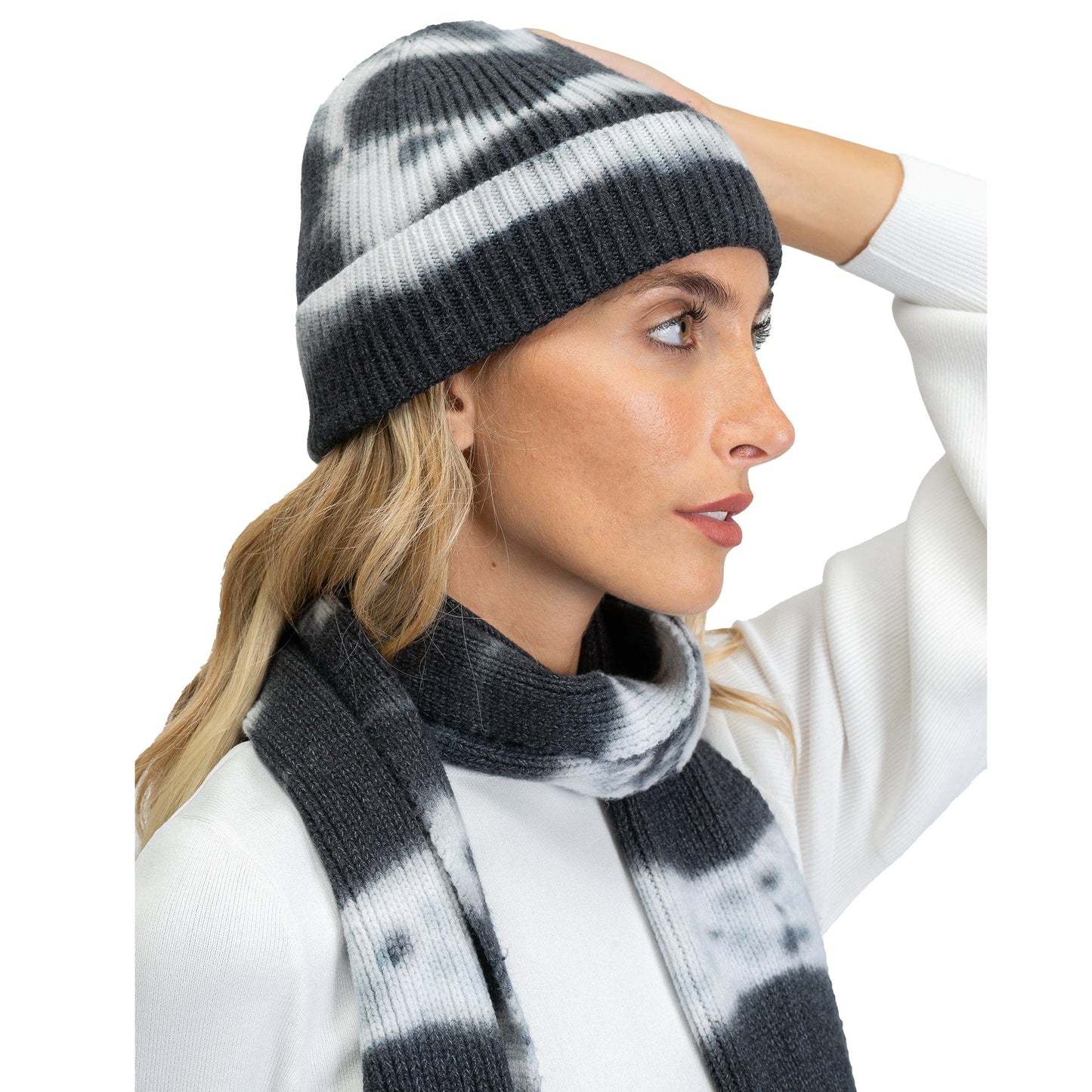 Just Jamie 2-Piece Ribbed Tie-Dye Hat and Scarf Set