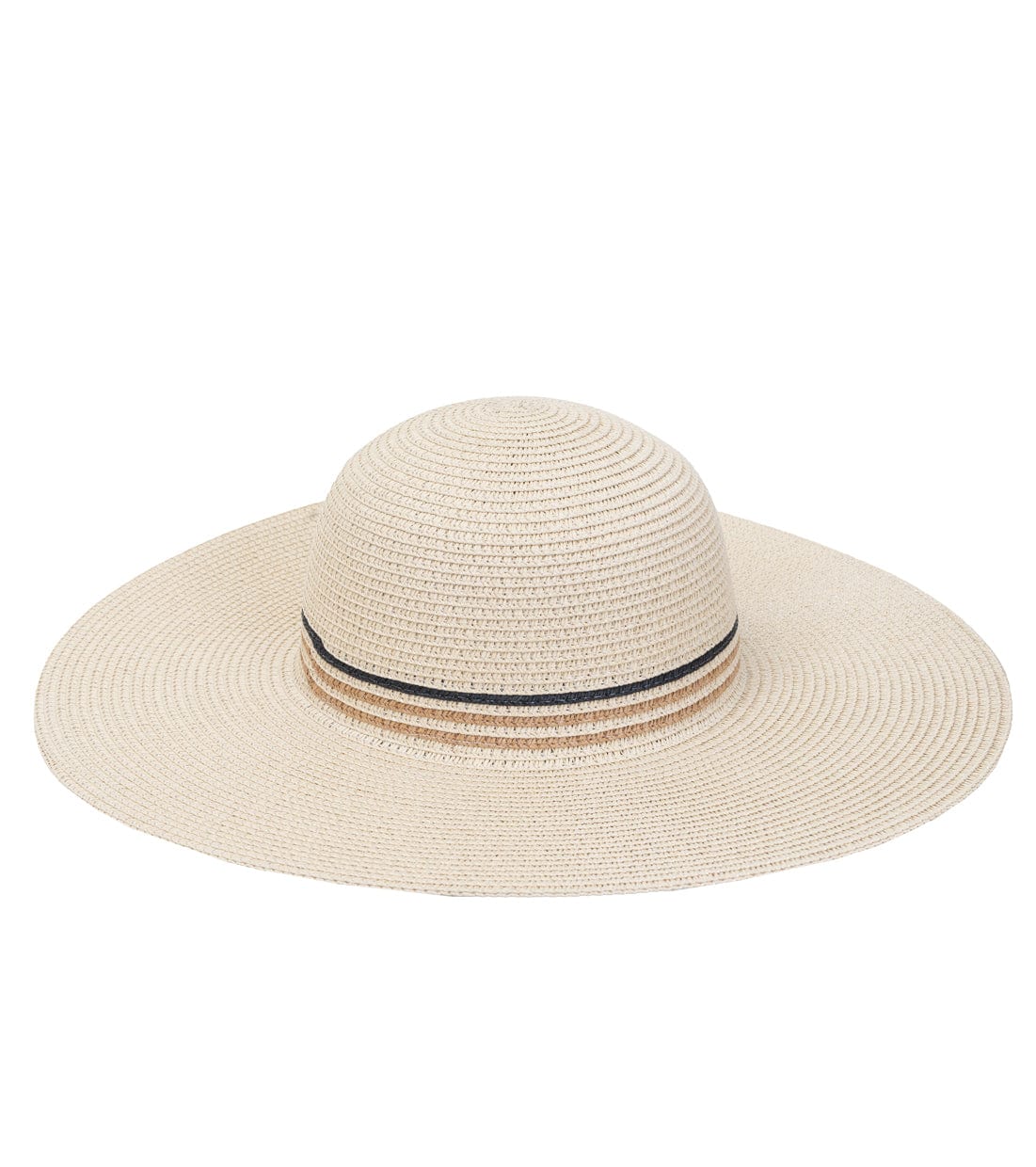 Max Studio Straw Stripe Crown Floppy Sun Hat