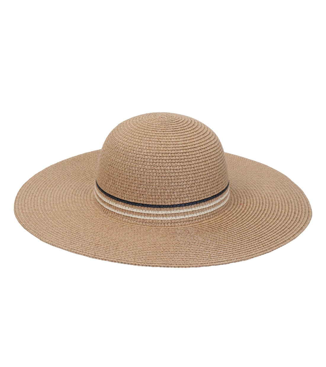 Max Studio Straw Stripe Crown Floppy Sun Hat