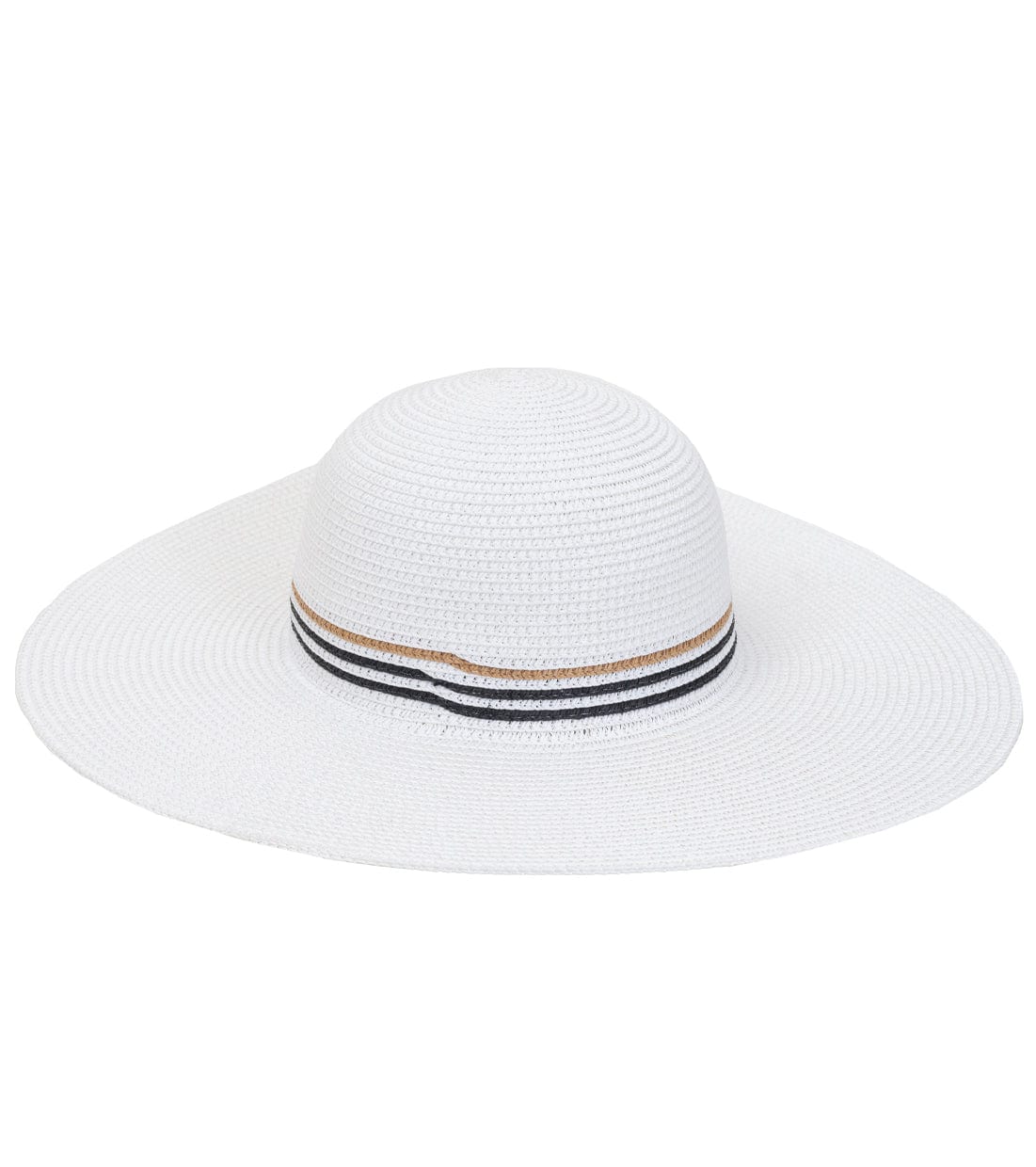 Max Studio Straw Stripe Crown Floppy Sun Hat