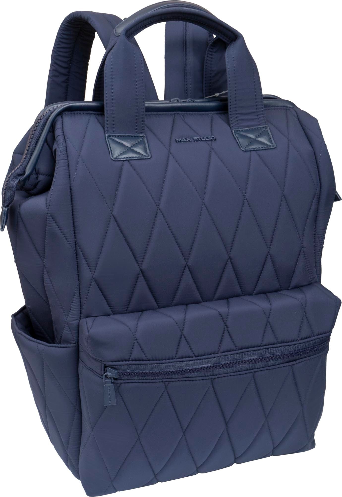 Max Studio Diamond Quilted Backpack with Front Zippered Pocket