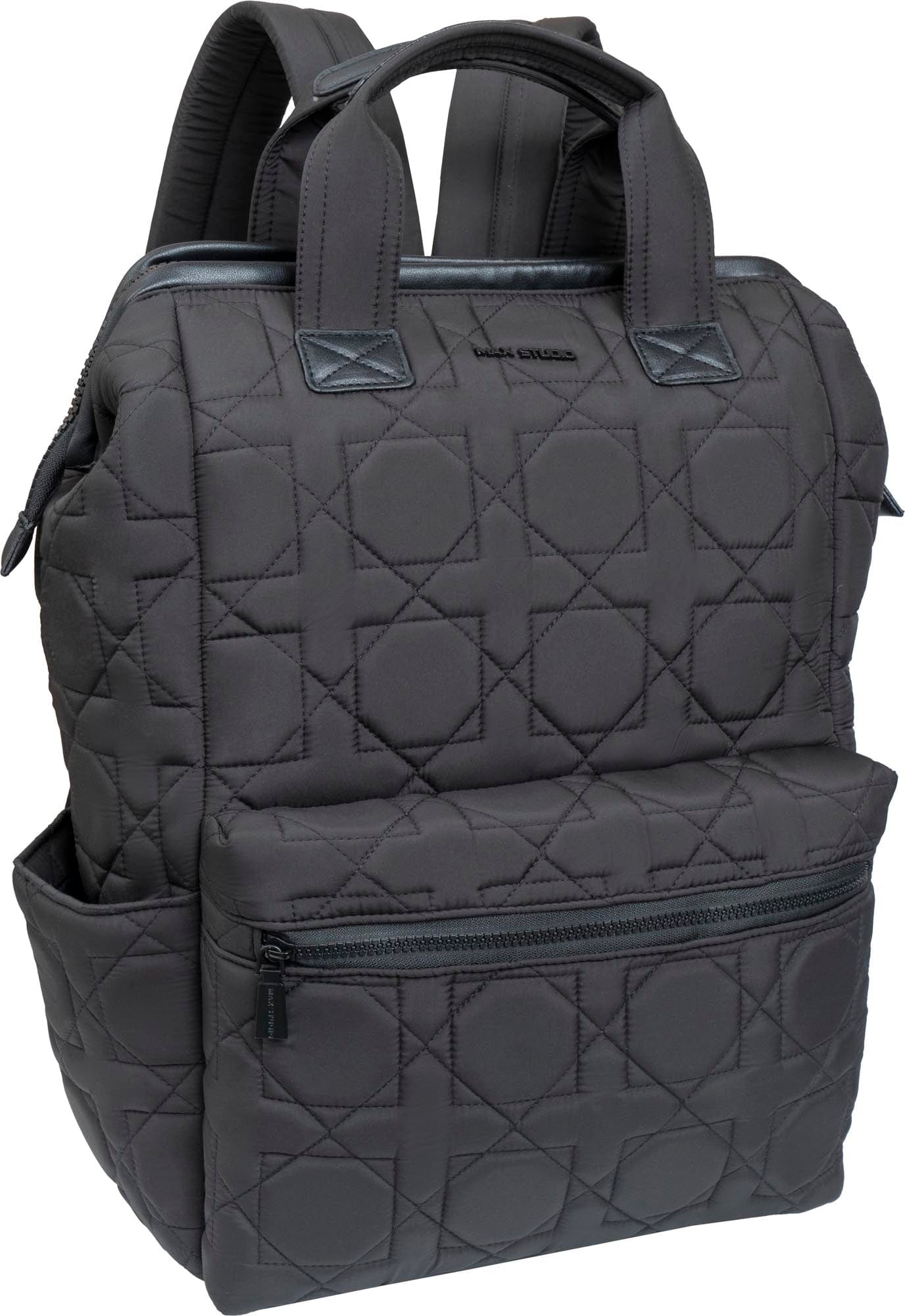 Max Studio Square Quilted Backpack with Front Zippered Pocket