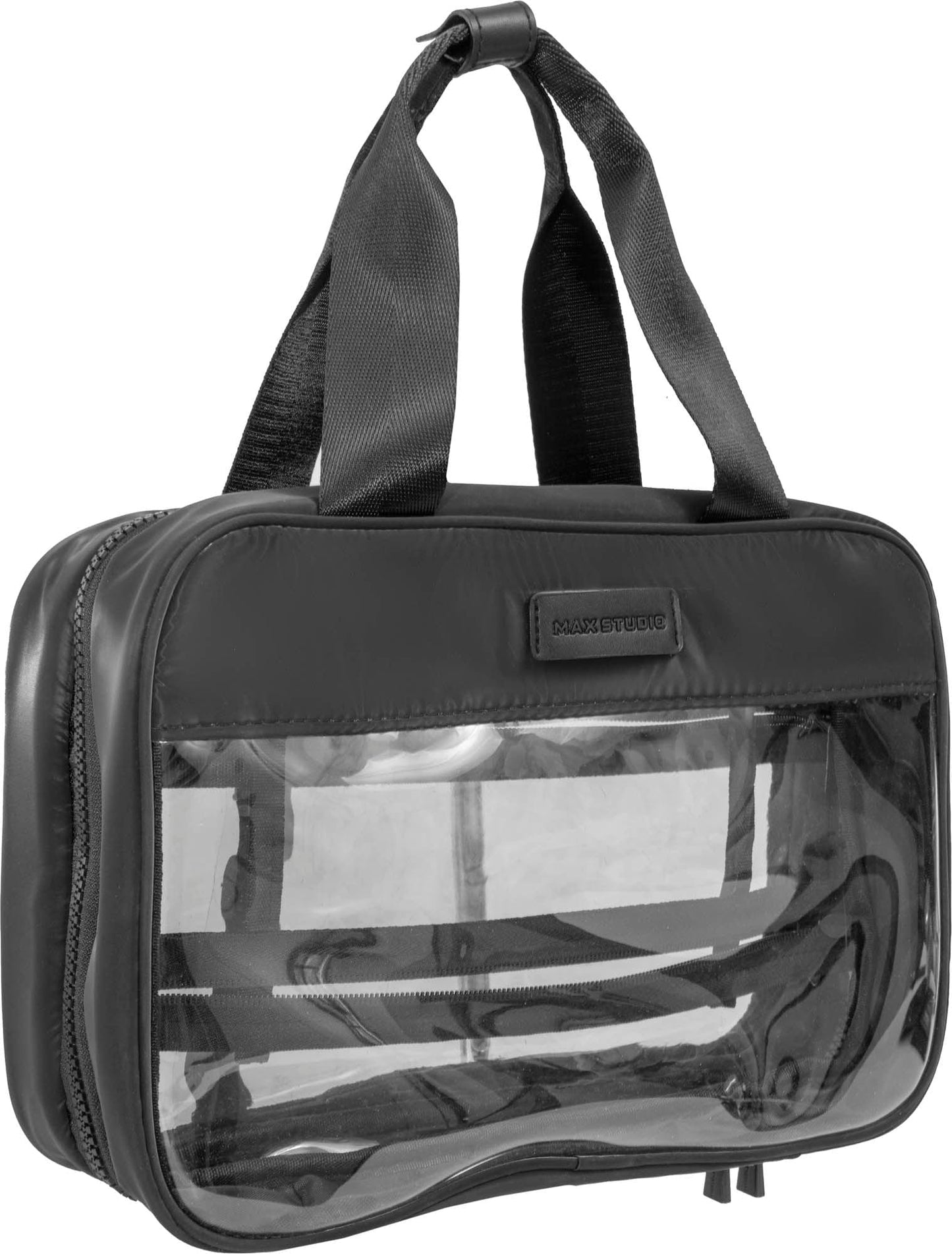 Max Studio Tubular Quilted Nylon Clear Toiletry Bag