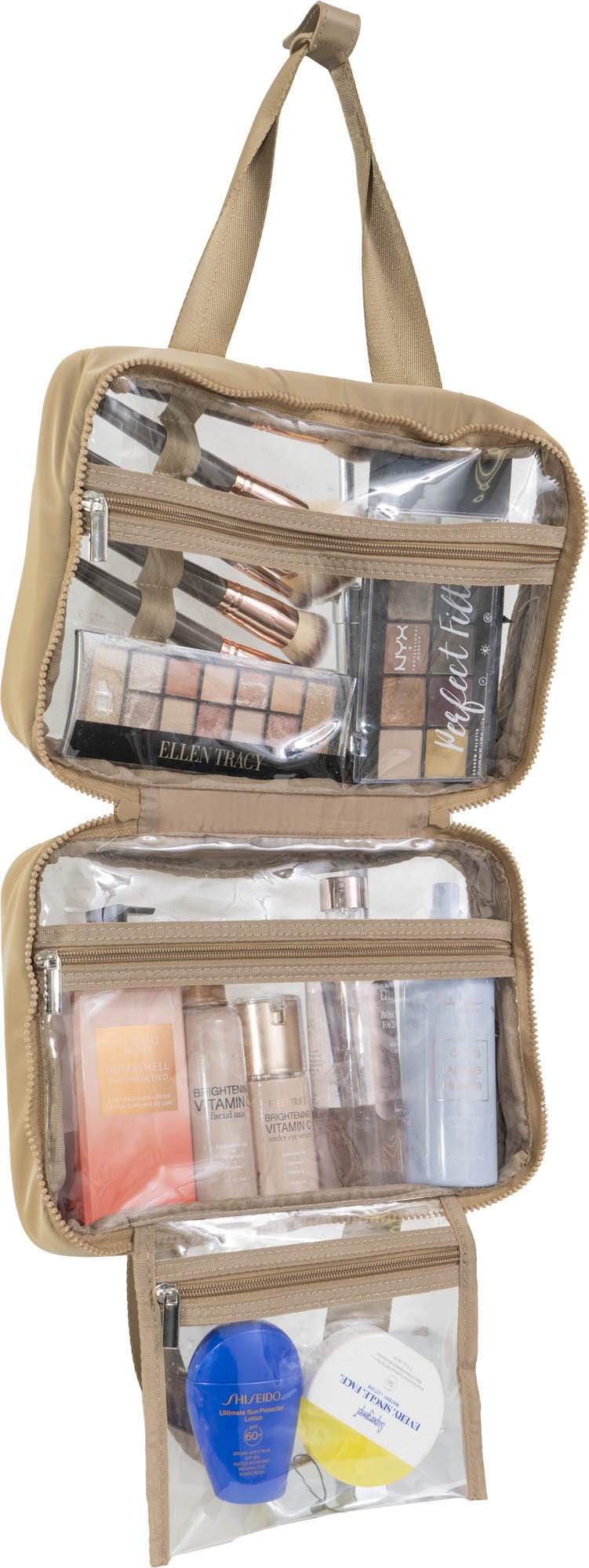 Max Studio Tubular Quilted Nylon Clear Toiletry Bag