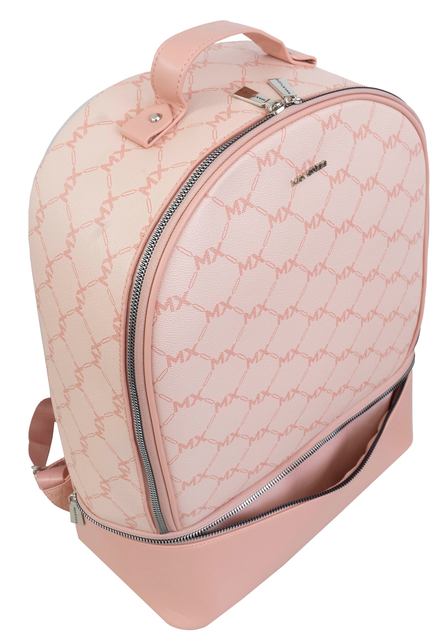 Max Studio Pebble Grain Signature  Print Backpack with Zippered Bottom Compartment