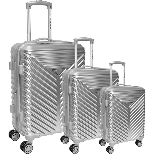 Max Studio Metallic Chrome PC 3-Piece Luggage Set Auckland Collection