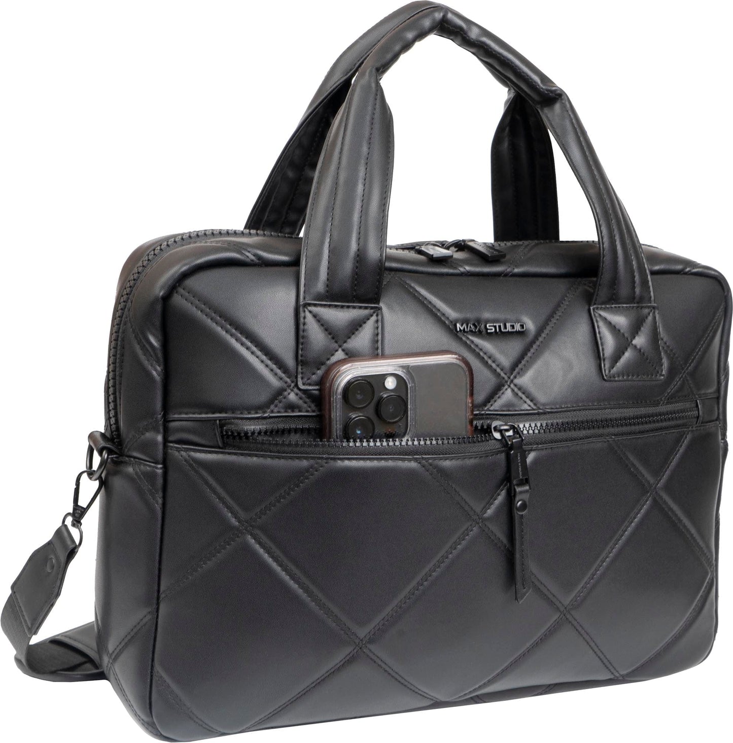 Max Studio 21 Inch Large Lamby Diamond Quilted Laptop Bag