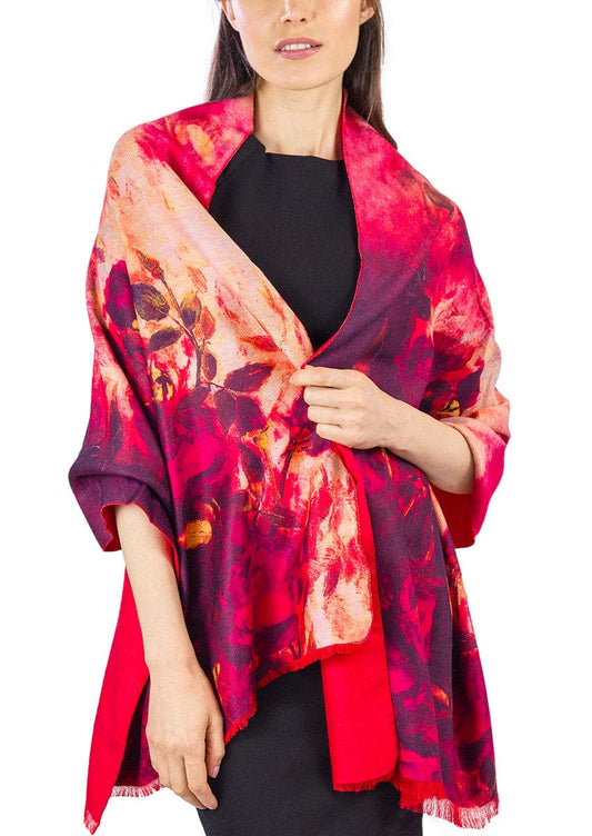 Jessica McClintock Super Soft Reversible Floral Print Shawl