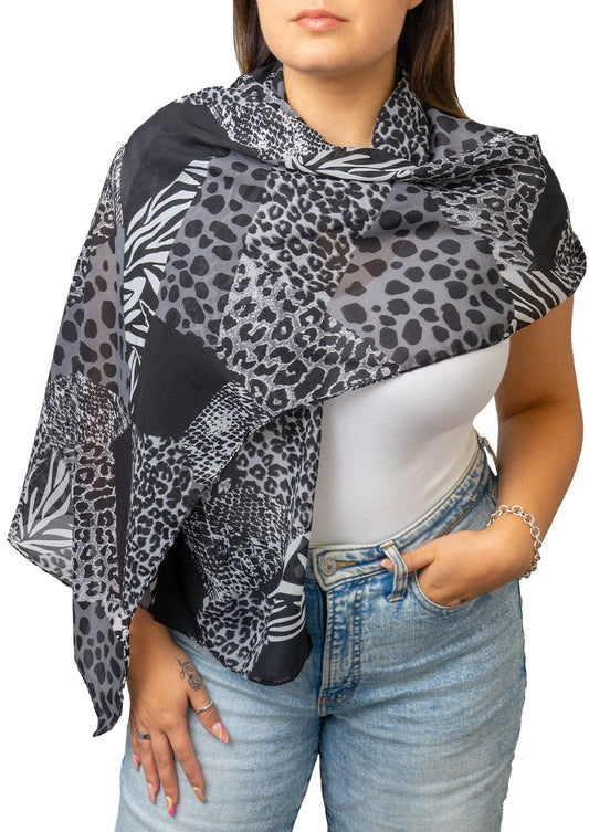 Jessica McClintock Lightweight Printed Galaxy Mixed Media Animal Print Shawl