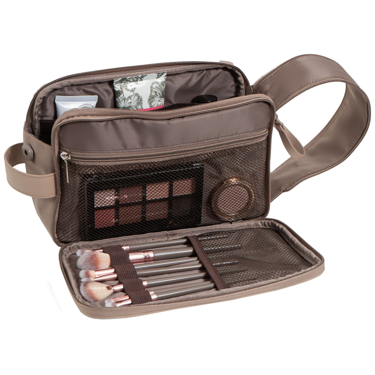 Joan & David 1680 Denier Nylon Double Zip Compartment Cosmetic Organizer