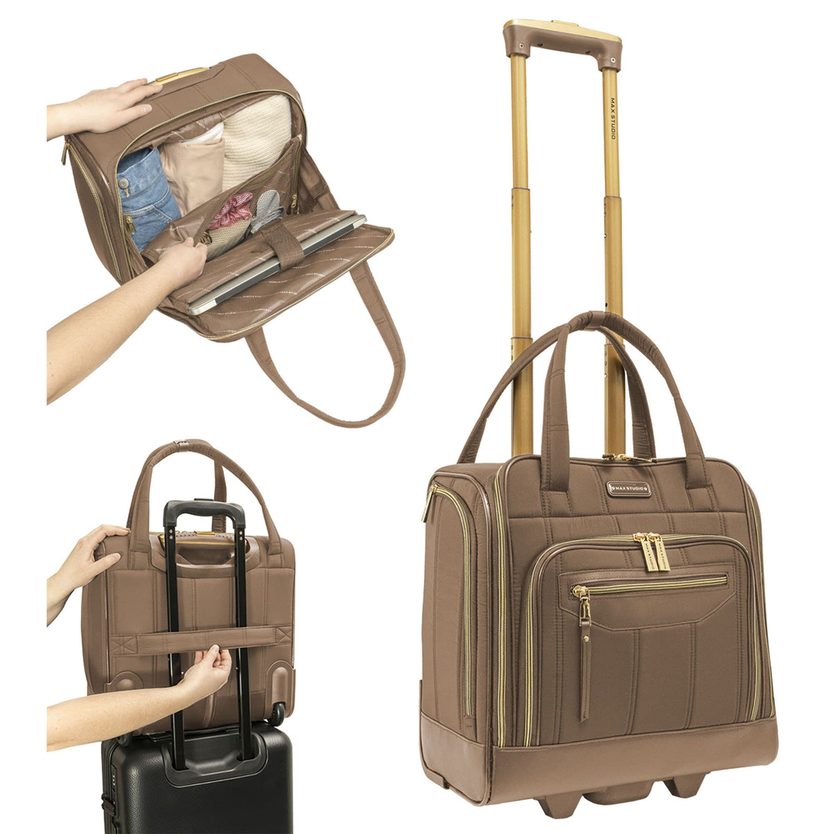 Max Studio 16 Inch Tubular Quilted Nylon Rolling Underseater