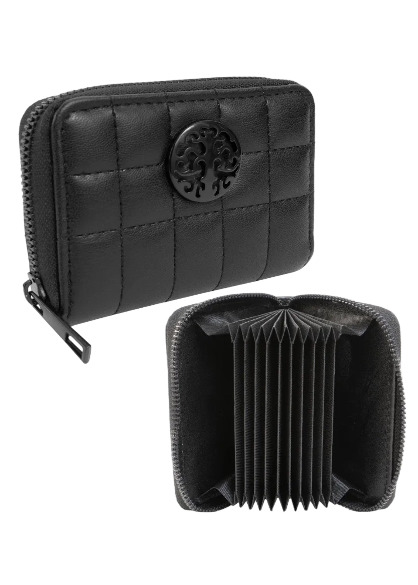 Rebecca & Rifka Smooth Boxed Quilt Medallion Zip Accordion Wallet