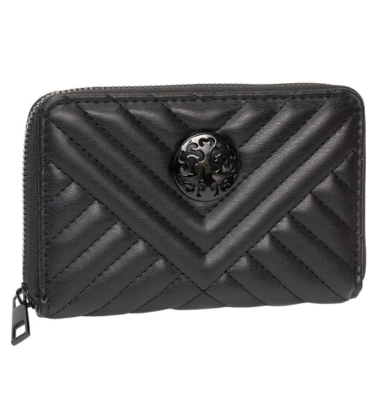Rebecca & Rifka Smooth Abstract Chevron Tubular Quilt Medallion Zip Indexer Wallet