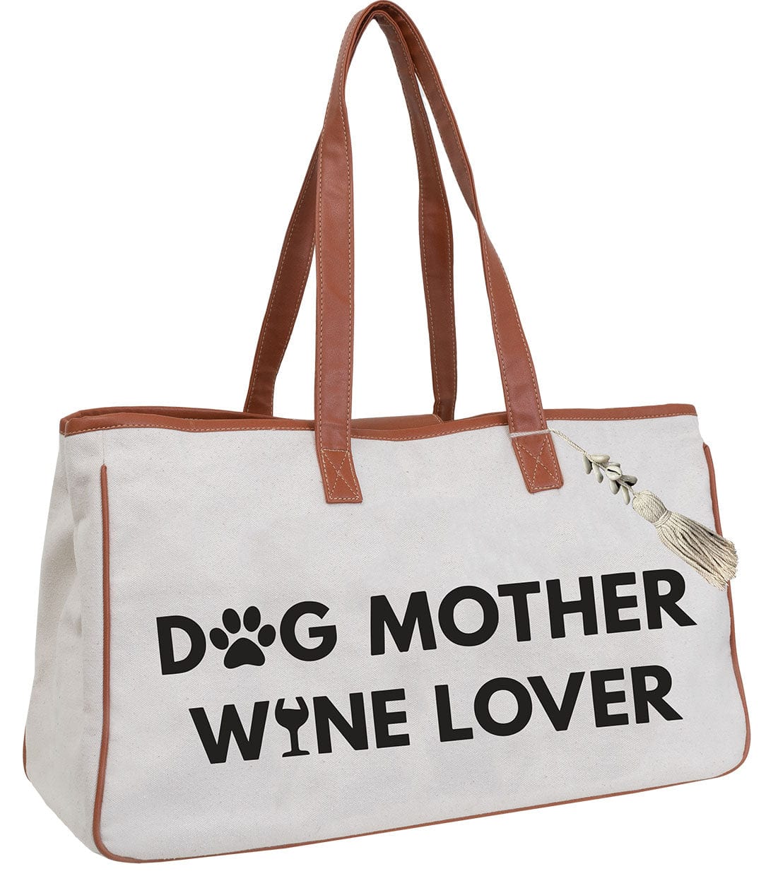 Magid Canvas Wine Tote "DOG MOTHER WINE LOVER"