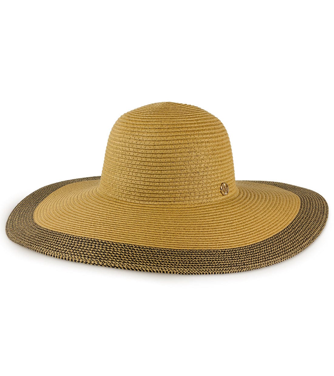 Adrienne Vittadini Large Brim Straw Color Block Floppy Hat