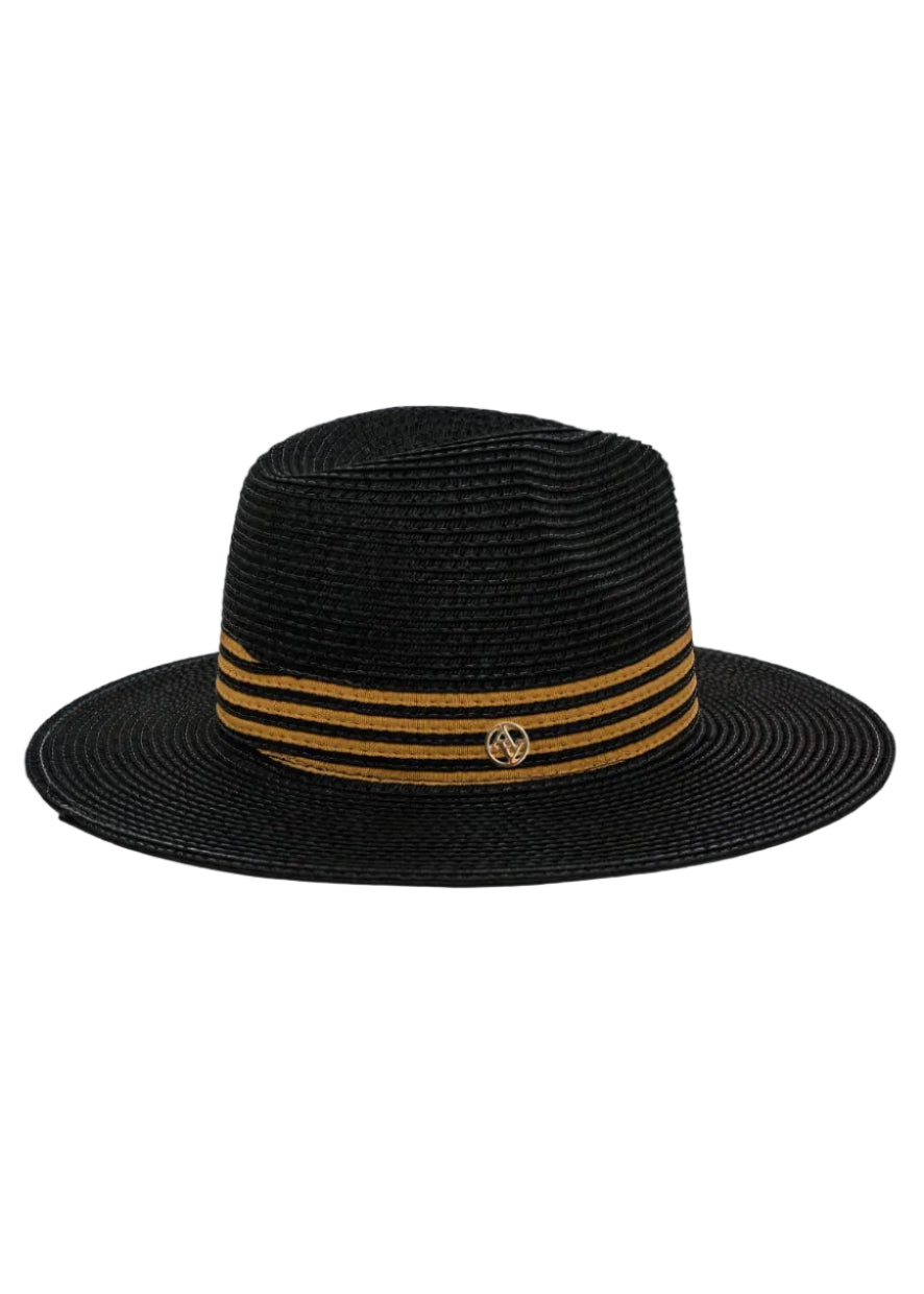 Adrienne Vittadini Striped Crown Straw Panama