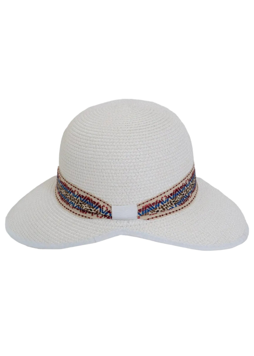Adrienne Vittadini Straw Geometric Band Garden Hat