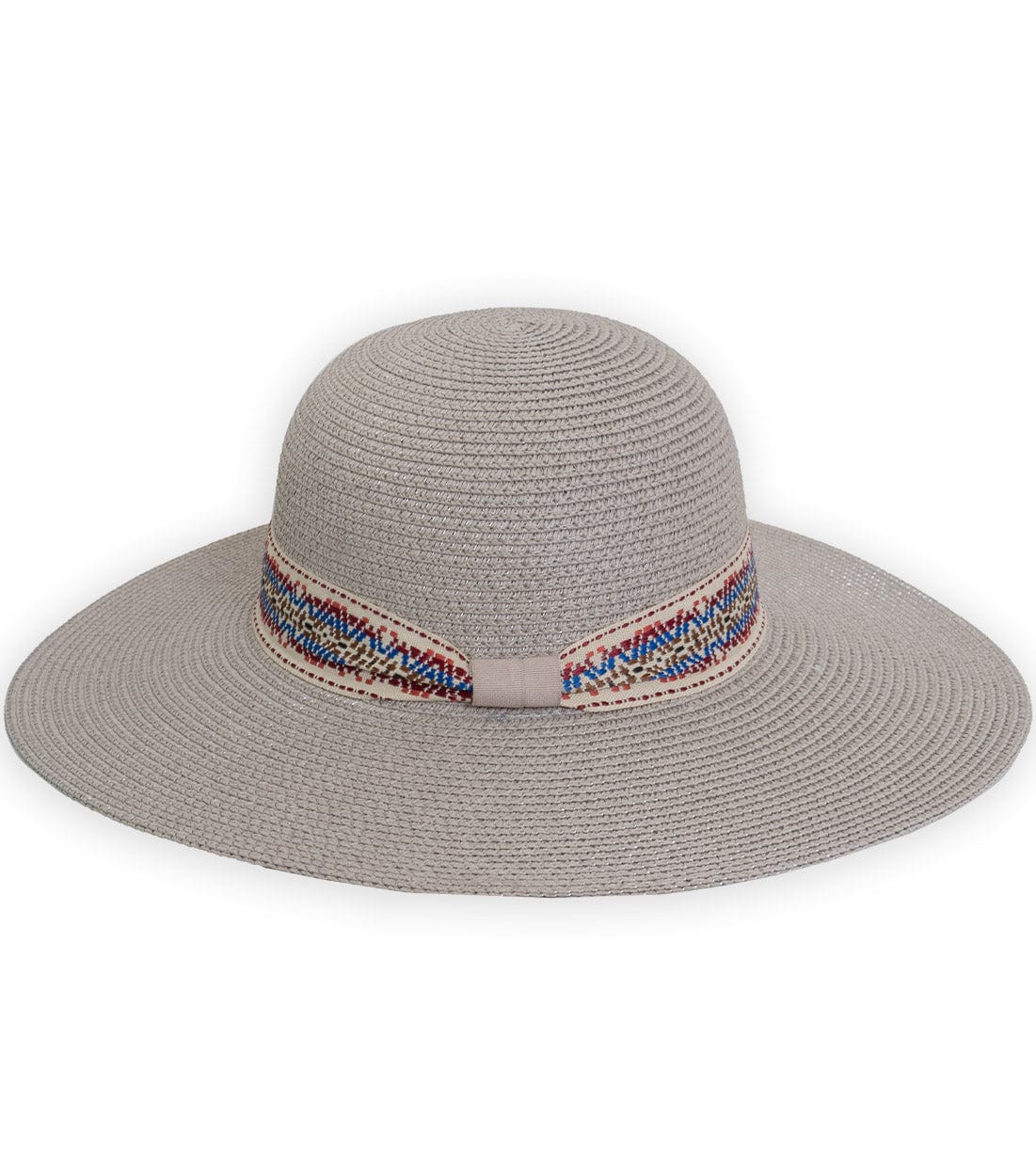 Adrienne Vittadini Straw Geometric Band Floppy Hat