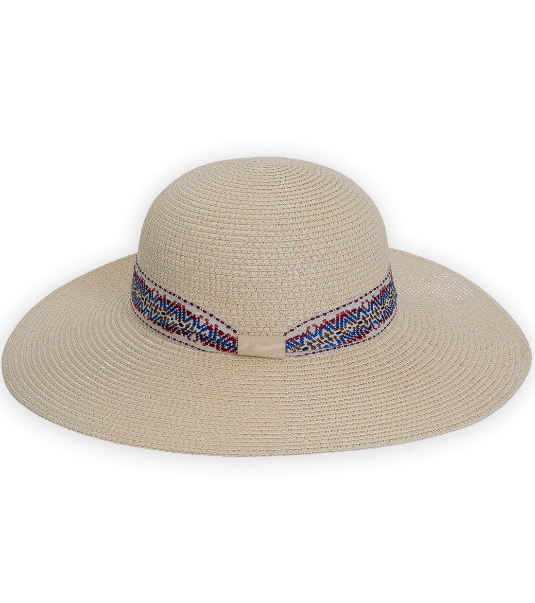 Adrienne Vittadini Straw Geometric Band Floppy Hat