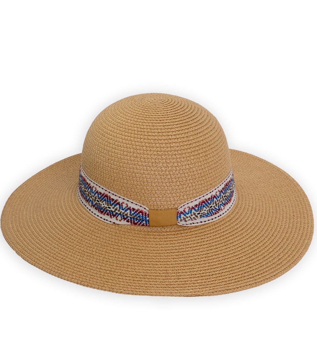 Adrienne Vittadini Straw Geometric Band Floppy Hat