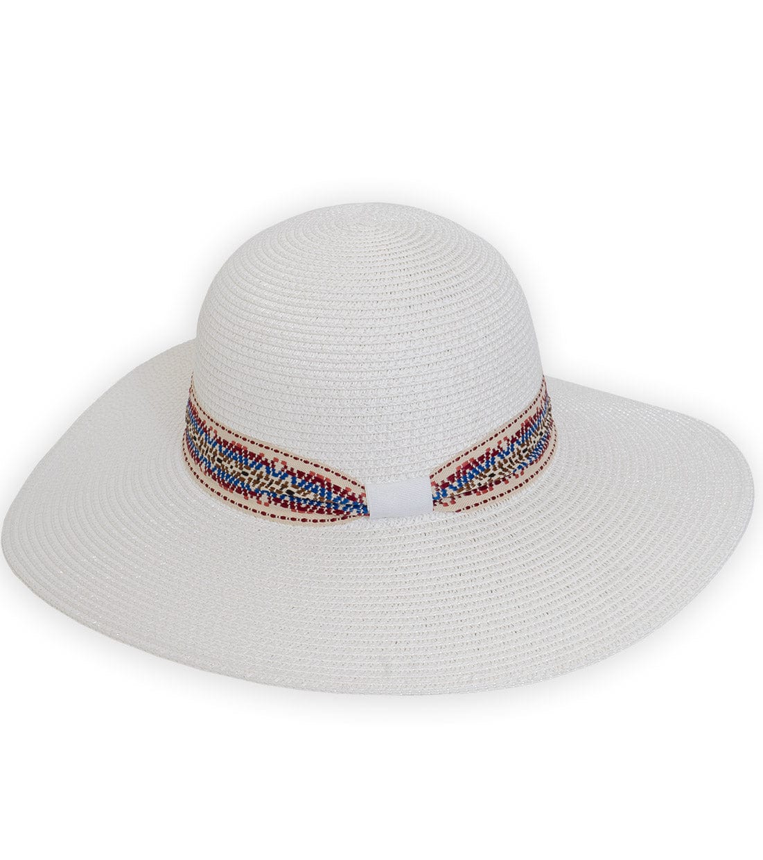 Adrienne Vittadini Straw Geometric Band Floppy Hat