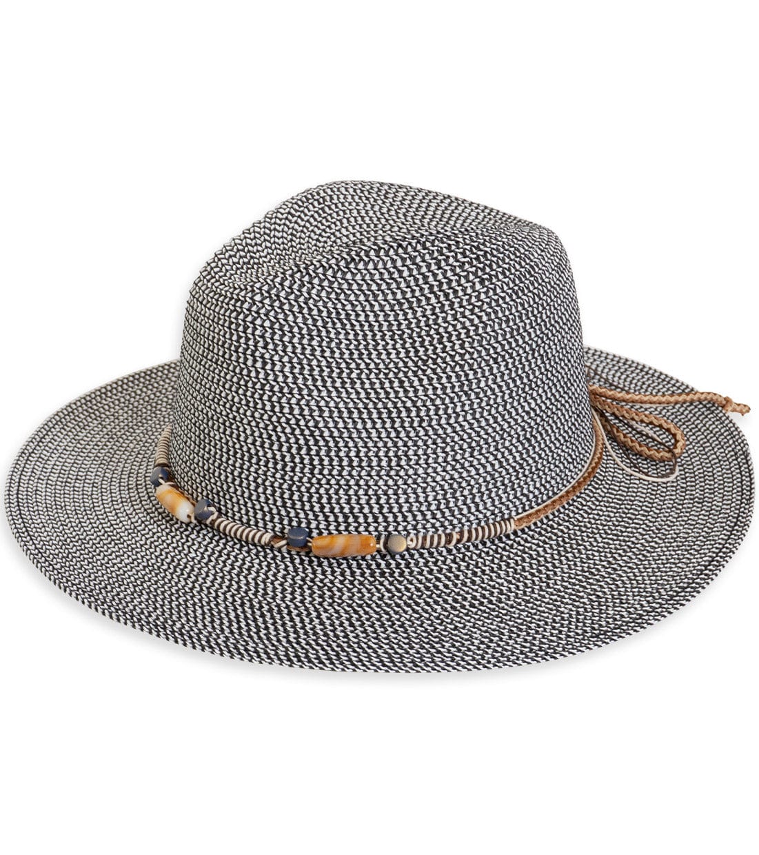 Adrienne Vittadini Beaded Band Straw Panama Hat