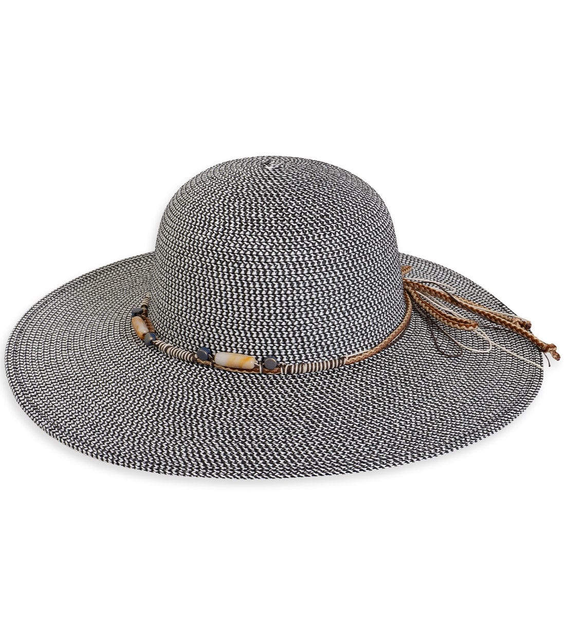 Adrienne Vittadini Beaded Band Straw Floppy Hat