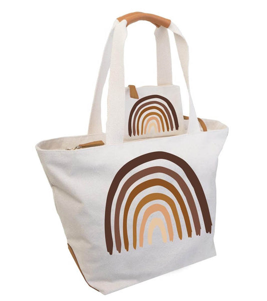 Magid Canvas Sketch Neutral Rainbow Tote With Pouch