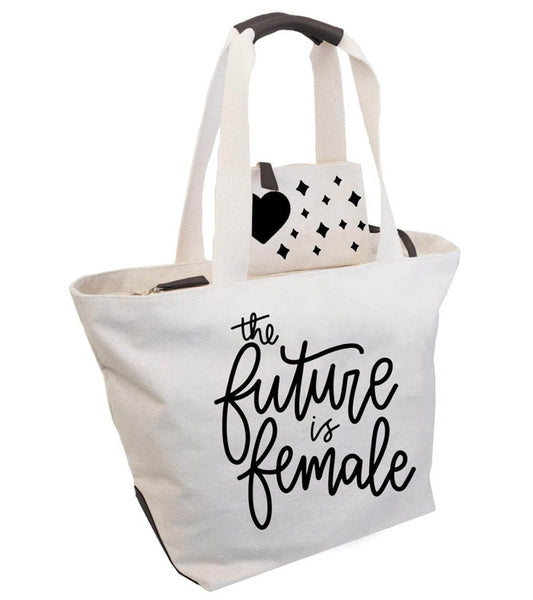 Magid Canvas "THE FUTURE IS FEMALE" Script Tote With Pouch