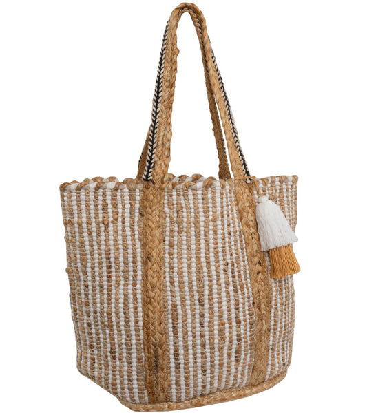 Magid Natural Straw Jute & Cotton Woven Tote