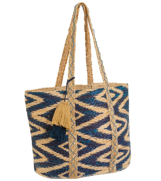 Magid Chevron Print Natural Straw Jute Tote