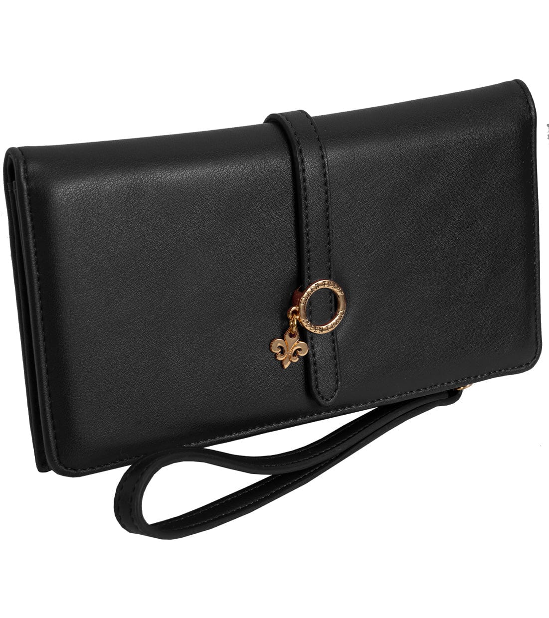 Ellen Tracy Smooth Vachetta Fleur De Li  Wristlet