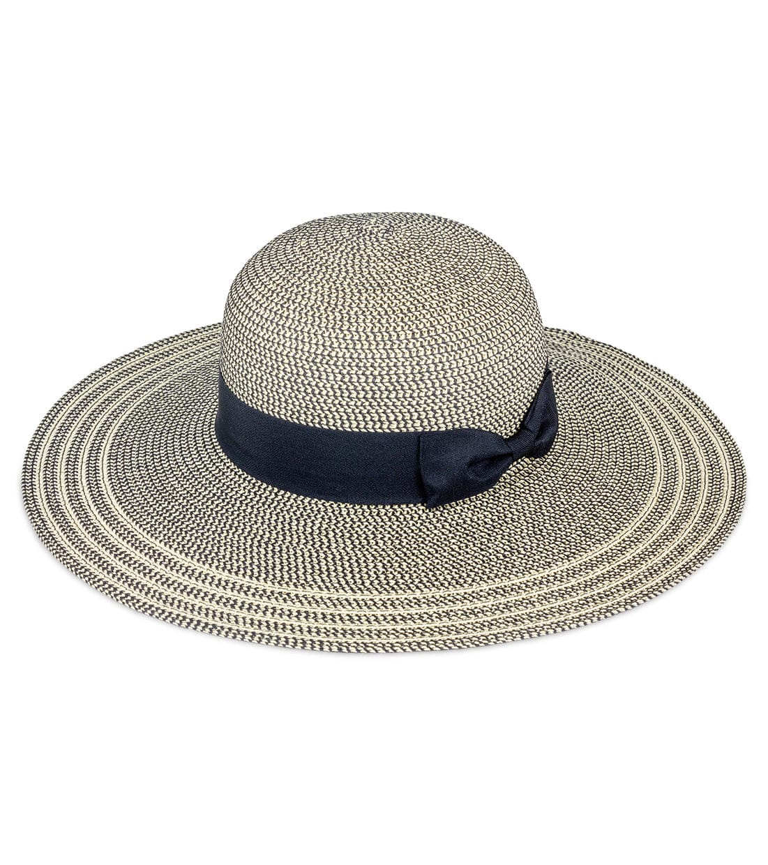 Magid Two Tone Straw & Ribbon Bow Floppy Hat