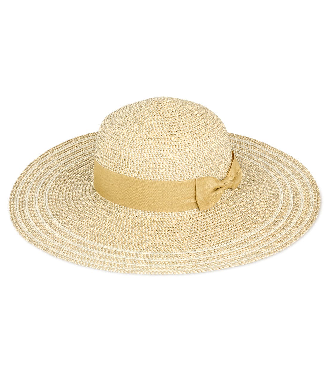 Magid Two Tone Straw & Ribbon Bow Floppy Hat