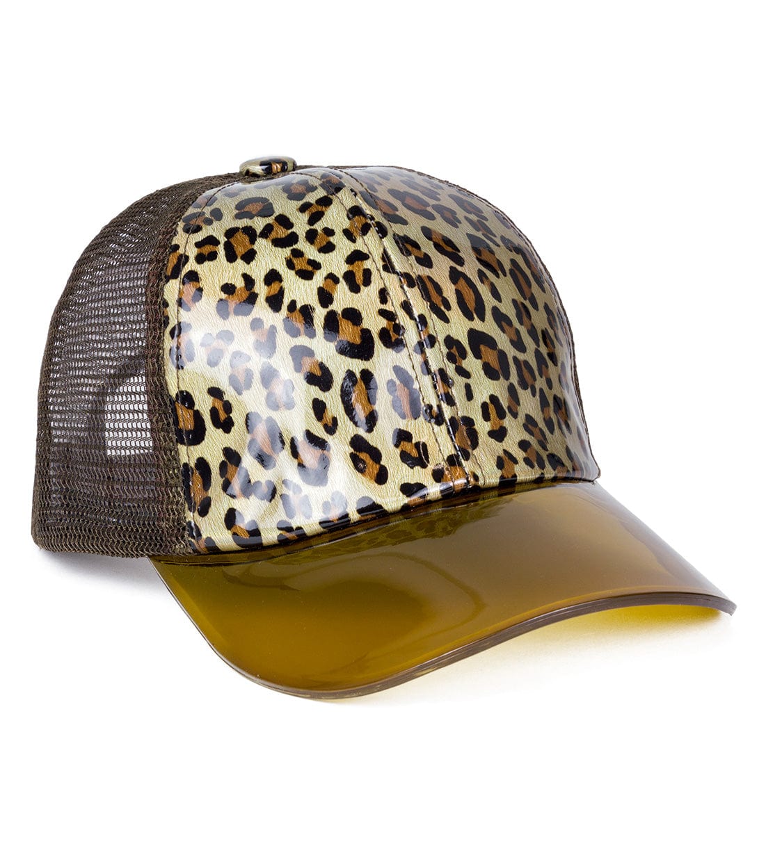 Magid Patent Leopard Print Acrylic Brim Baseball Cap