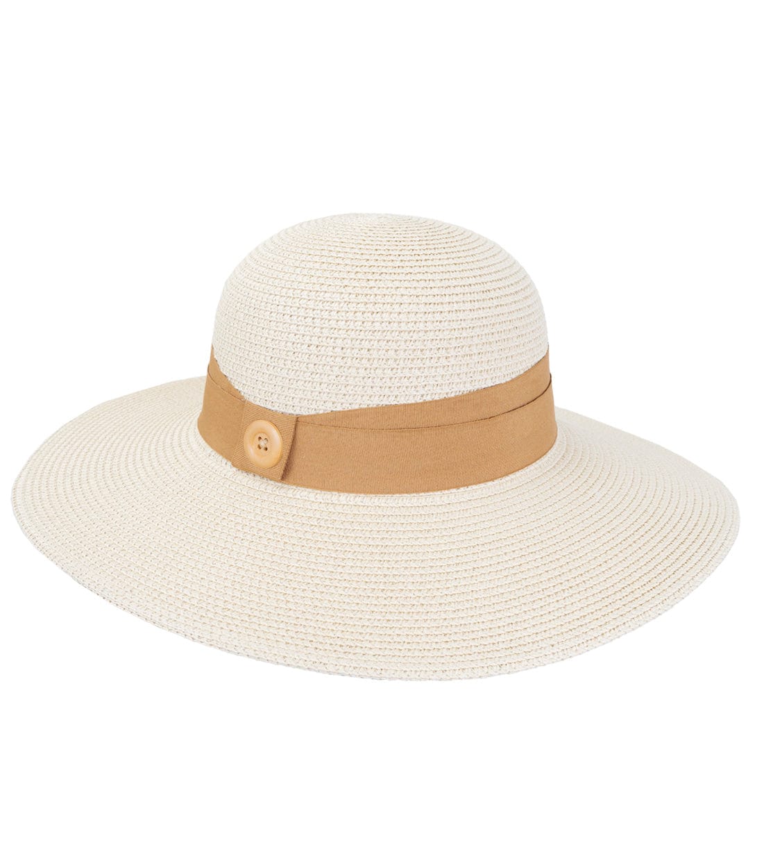 Magid Straw Button Ribbon Floppy Hat