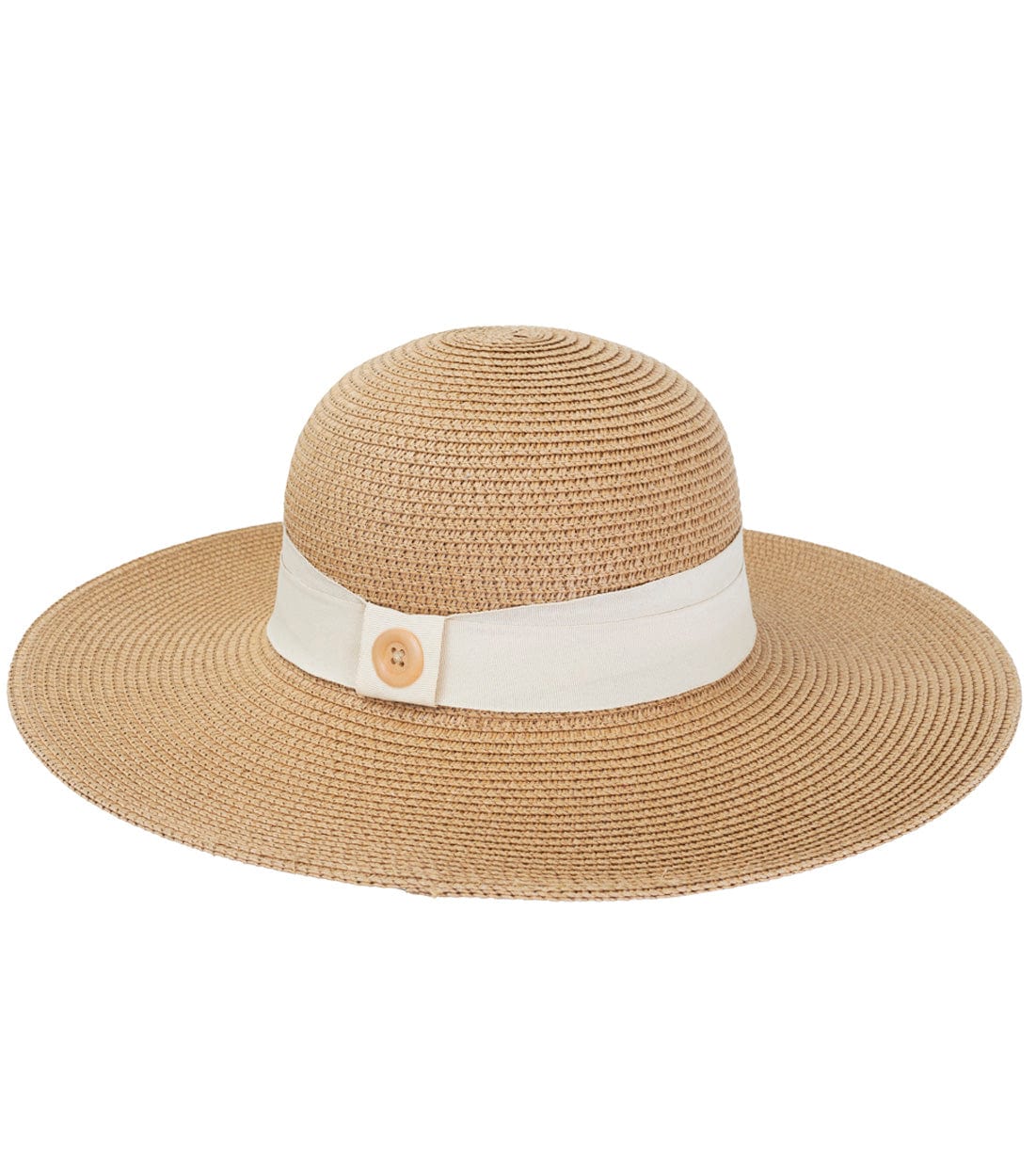 Magid Straw Button Ribbon Floppy Hat