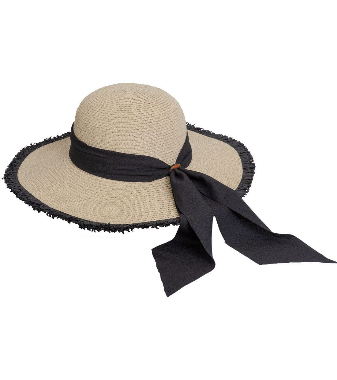 Magid Frayed Brim Bow Straw Floppy Hat