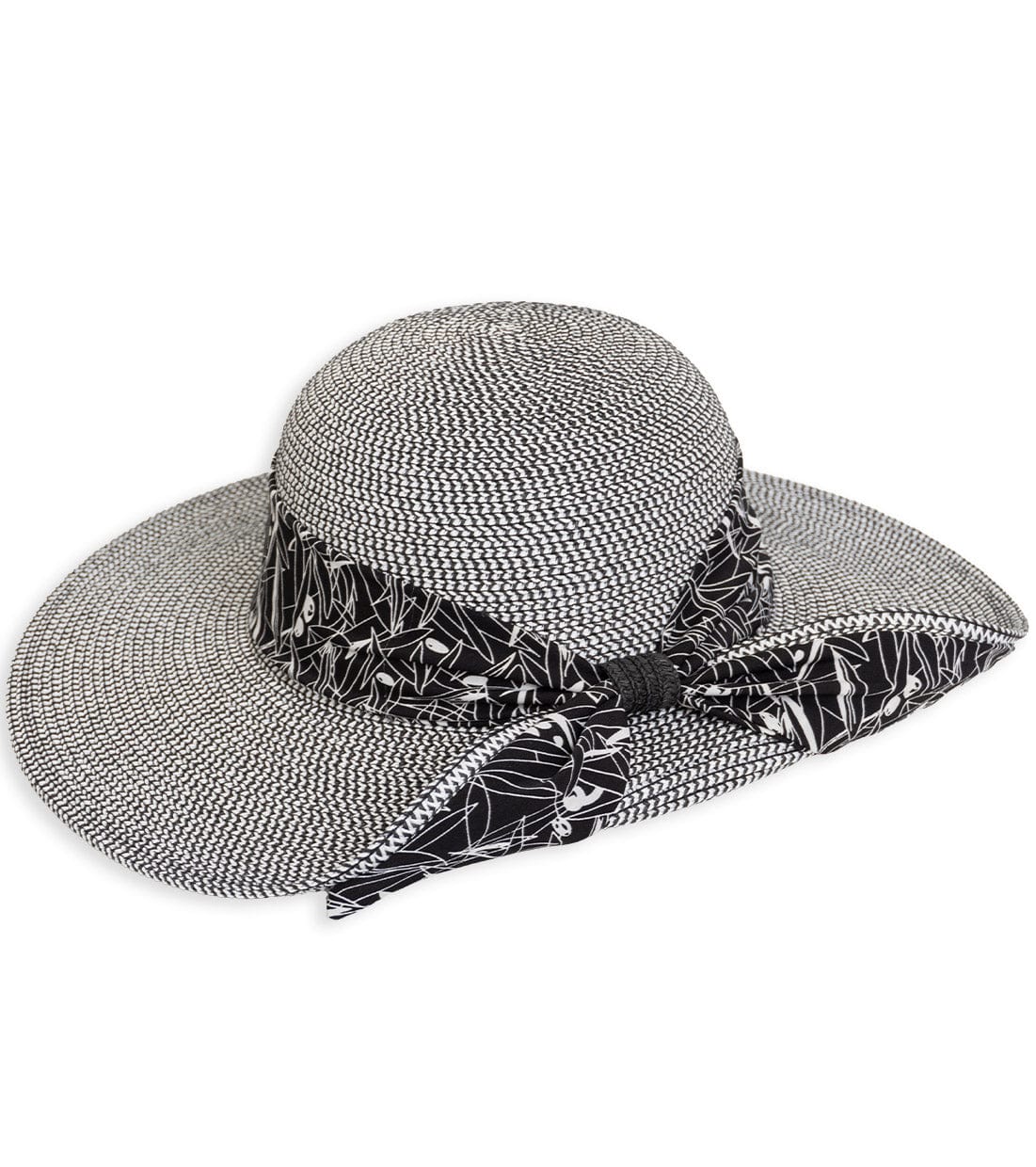 Magid Printed Ribbon Straw Floppy Hat